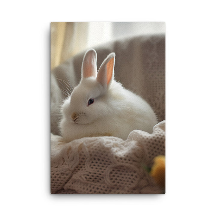 Dwarf Hotot Bunny in a Cozy Setting Canvas - PosterfyAI.com
