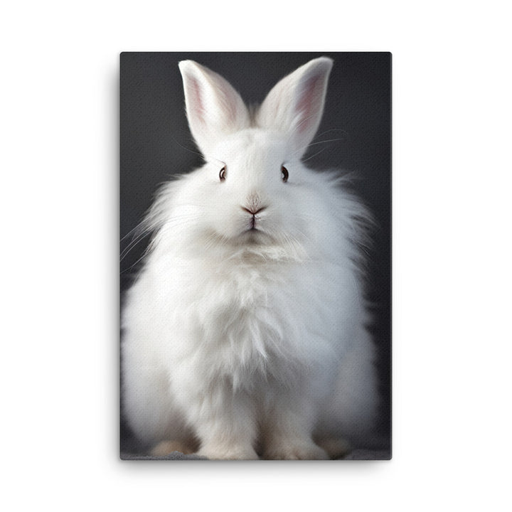 Satin Angora Bunny in a Cozy Setting Canvas - PosterfyAI.com