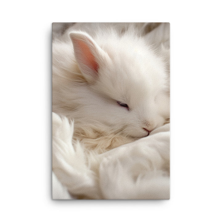 Satin Angora Bunny Enjoying a Playful Hop Canvas - PosterfyAI.com
