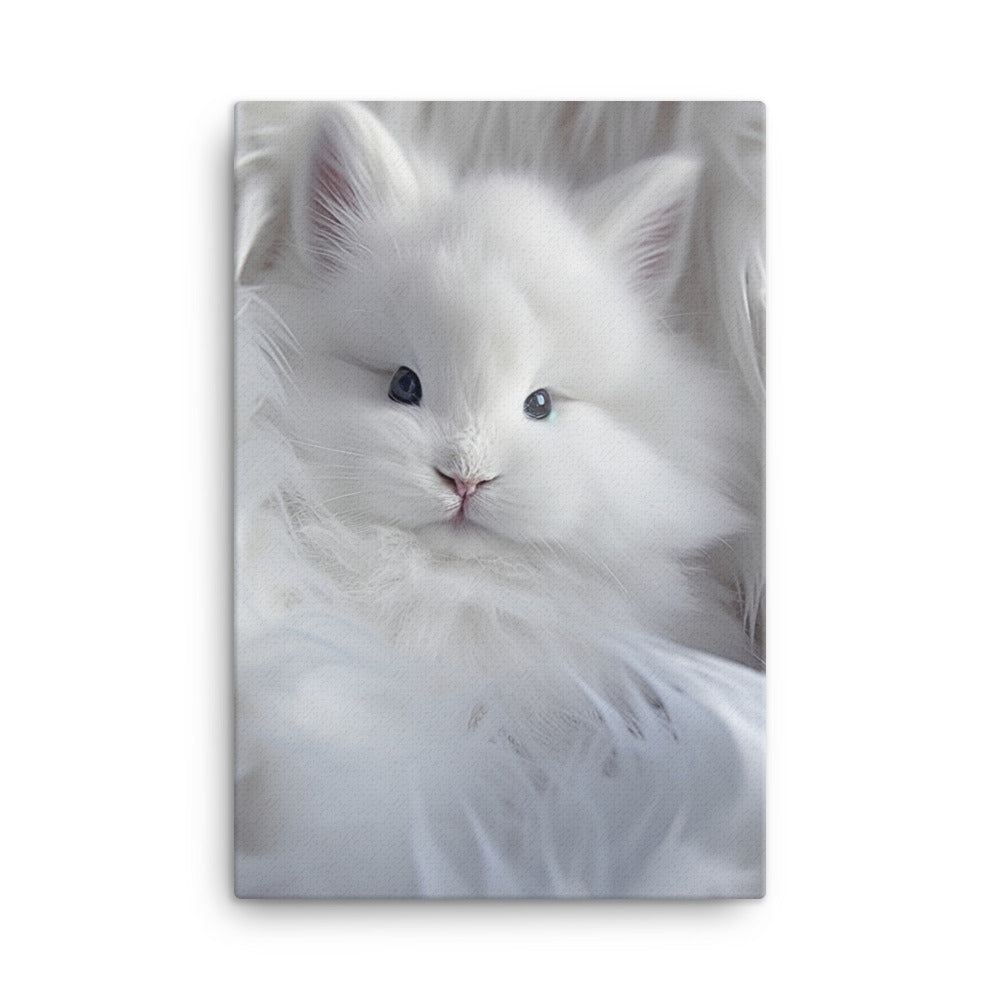 Adorable Satin Angora Bunny Canvas - PosterfyAI.com