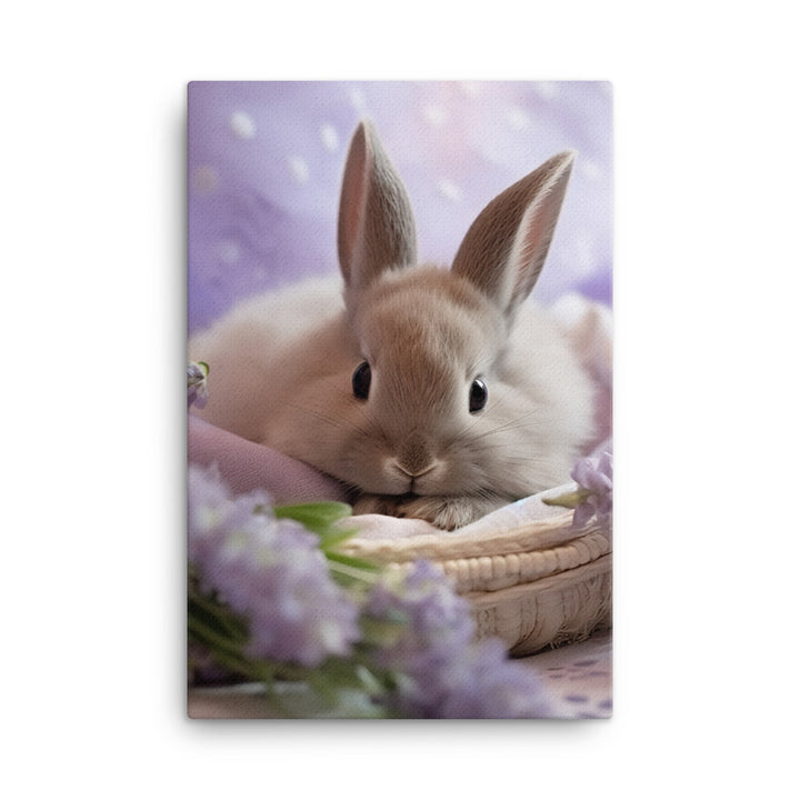 Lilac Bunny in a Cozy Setting Canvas - PosterfyAI.com