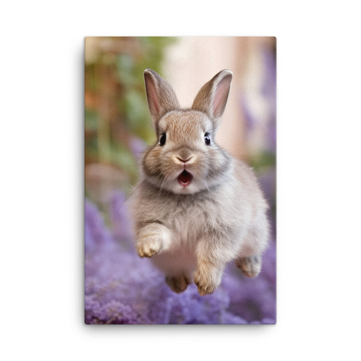 Lilac Bunny Enjoying a Playful Hop Canvas - PosterfyAI.com