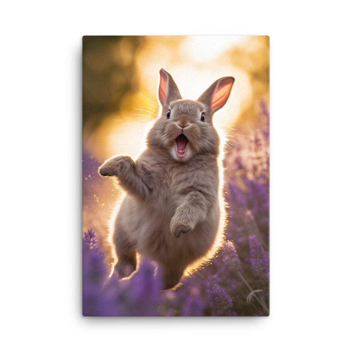 Lilac Bunny Enjoying a Playful Hop Canvas - PosterfyAI.com