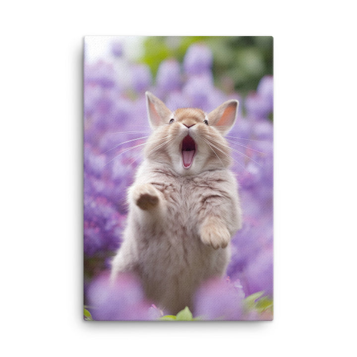 Lilac Bunny Enjoying a Playful Hop Canvas - PosterfyAI.com