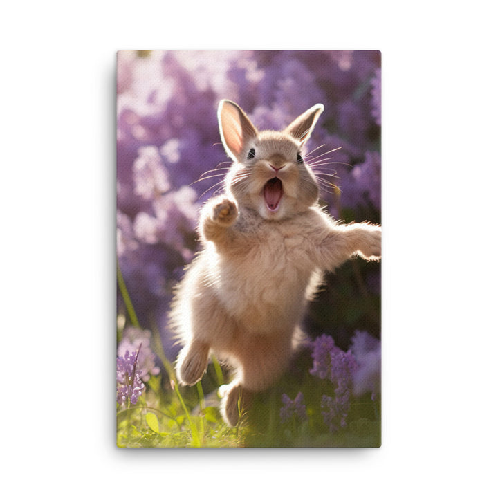 Lilac Bunny Enjoying a Playful Hop Canvas - PosterfyAI.com