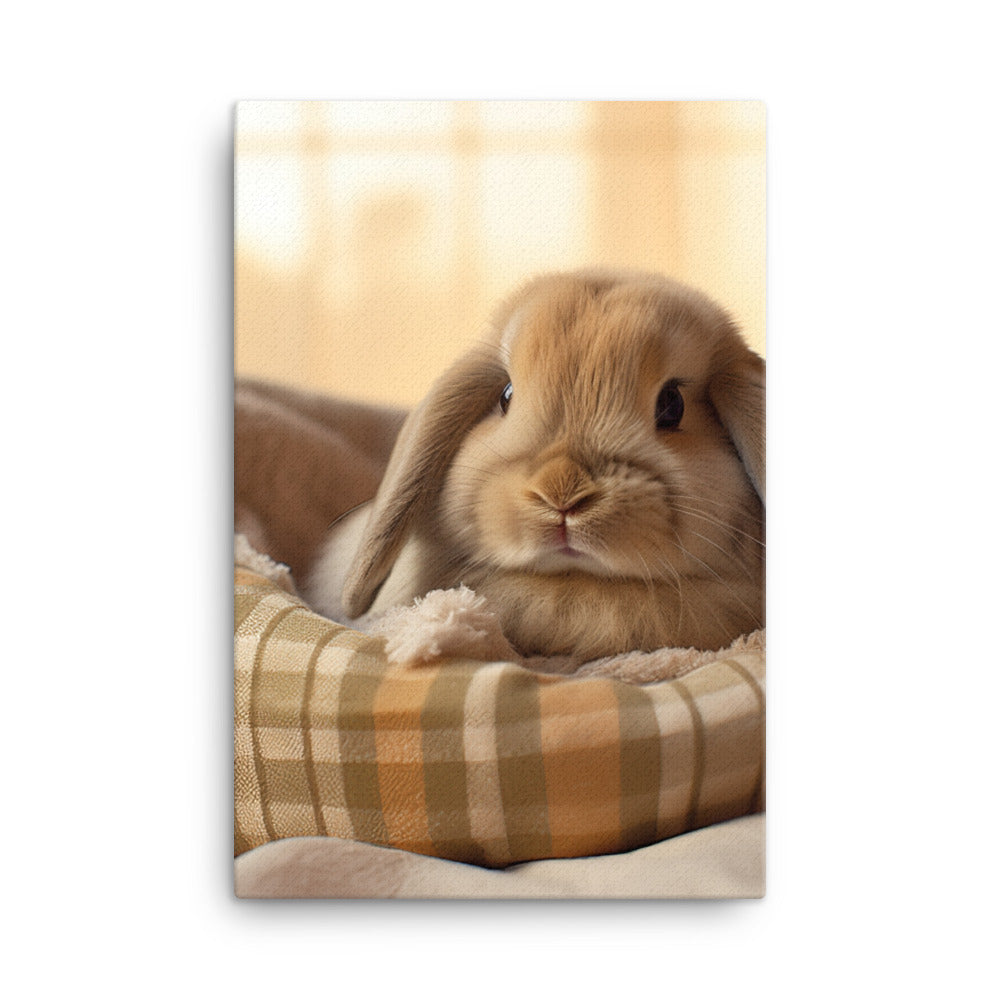 Mini Lop Bunny in a Cozy Setting Canvas - PosterfyAI.com