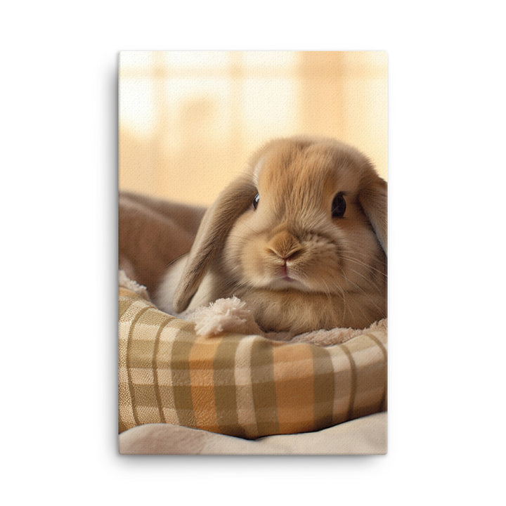 Mini Lop Bunny in a Cozy Setting Canvas - PosterfyAI.com