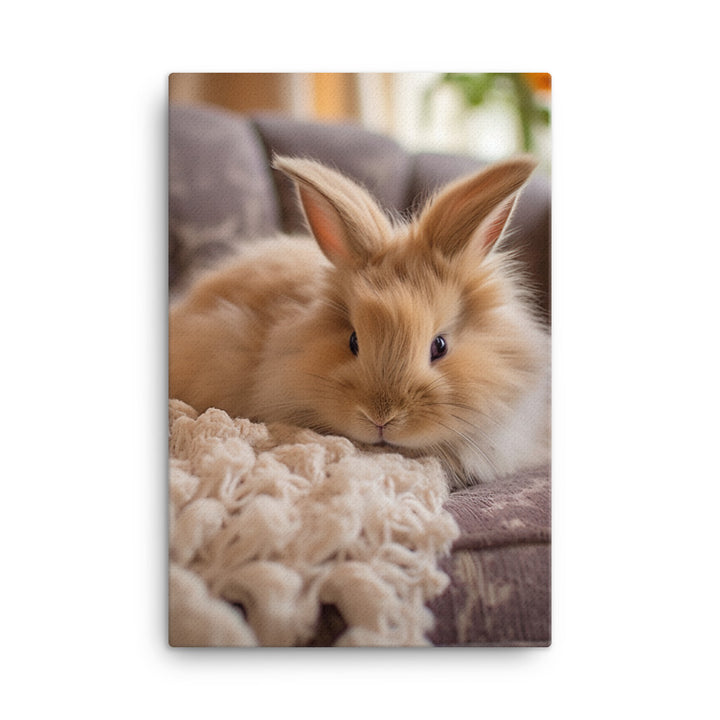 Lionhead Bunny in a Cozy Setting Canvas - PosterfyAI.com