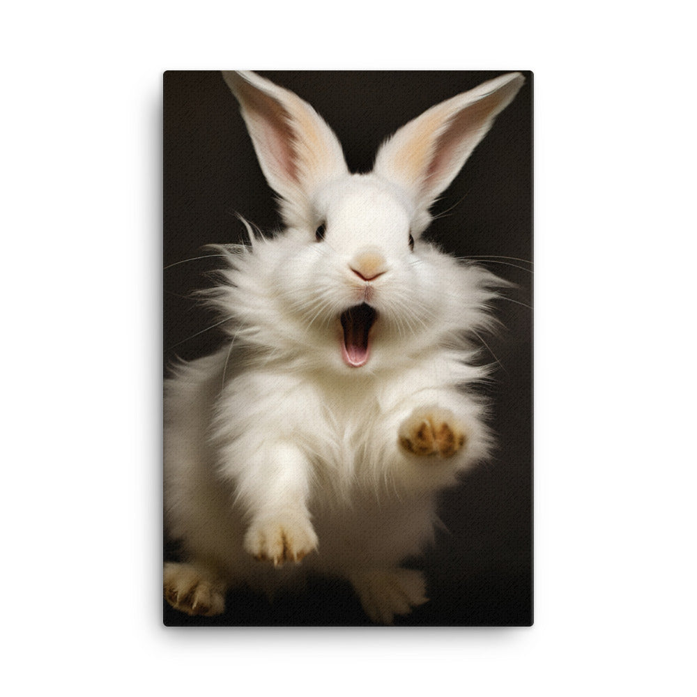 Lionhead Bunny Enjoying a Playful Hop Canvas - PosterfyAI.com