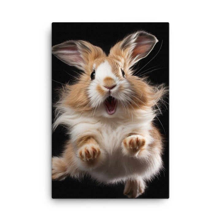 Lionhead Bunny Enjoying a Playful Hop Canvas - PosterfyAI.com