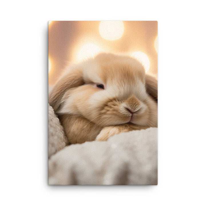 Holland Lop Bunny in a Cozy Setting Canvas - PosterfyAI.com