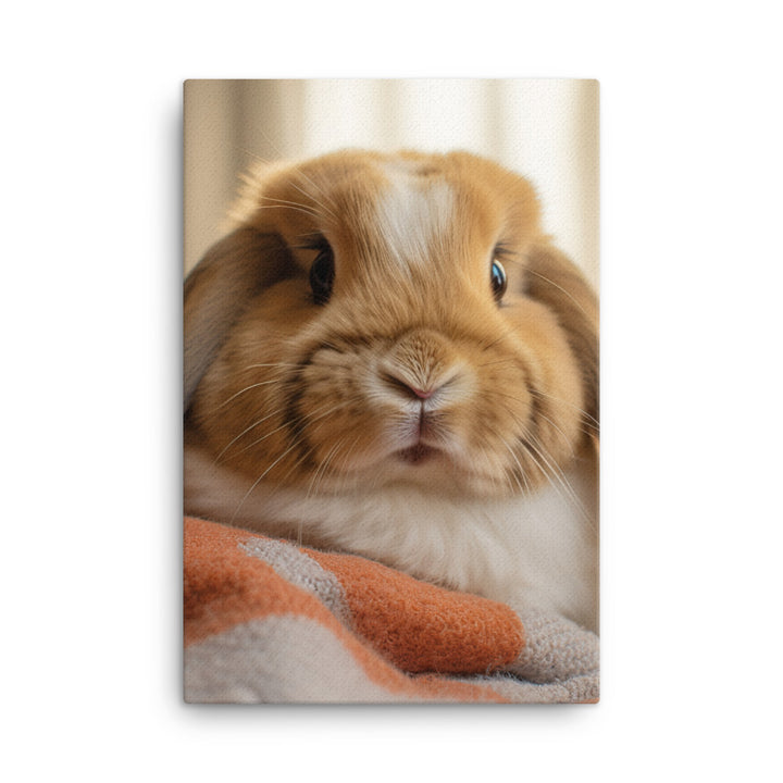 Holland Lop Bunny in a Cozy Setting Canvas - PosterfyAI.com
