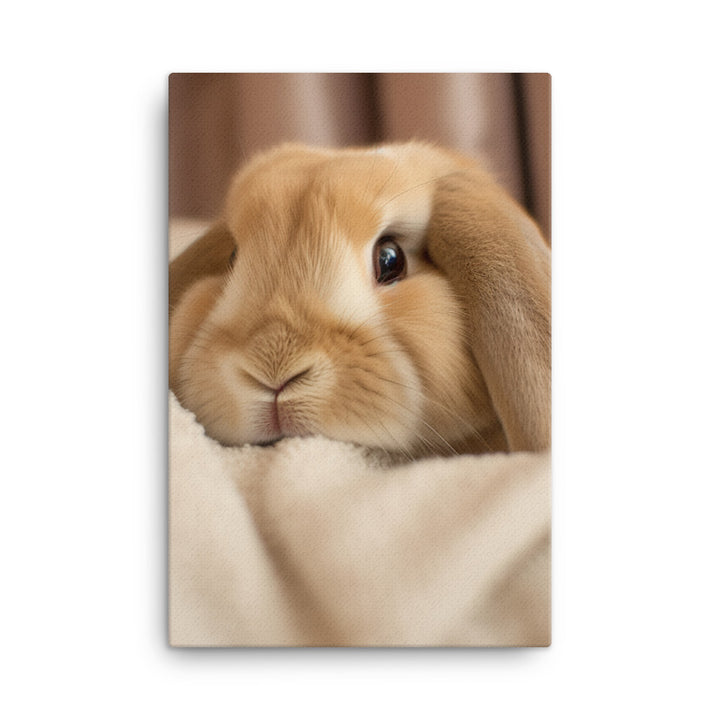 Holland Lop Bunny in a Cozy Setting Canvas - PosterfyAI.com