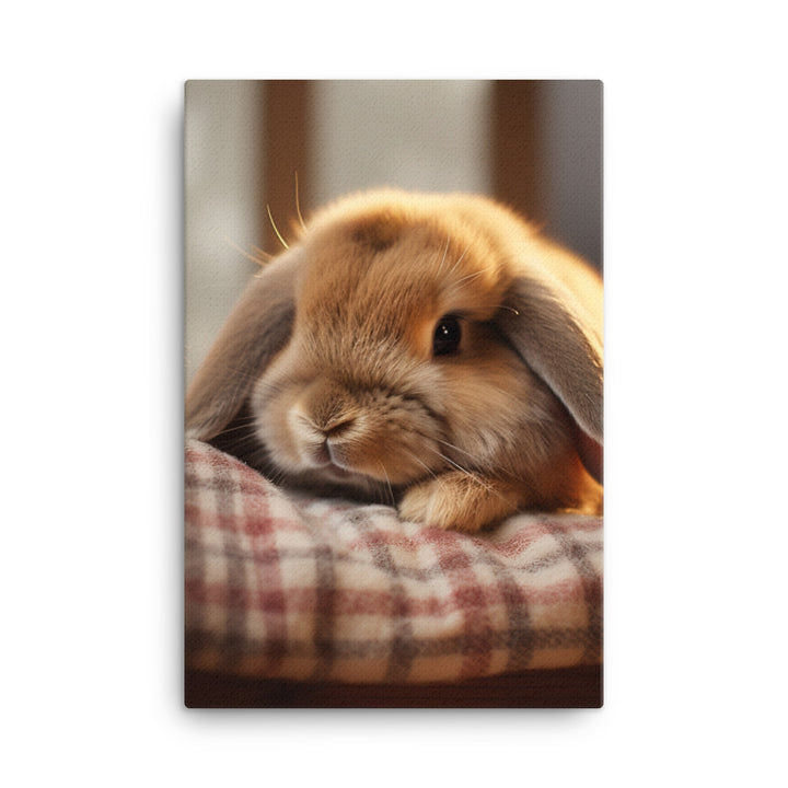 Holland Lop Bunny in a Cozy Setting Canvas - PosterfyAI.com
