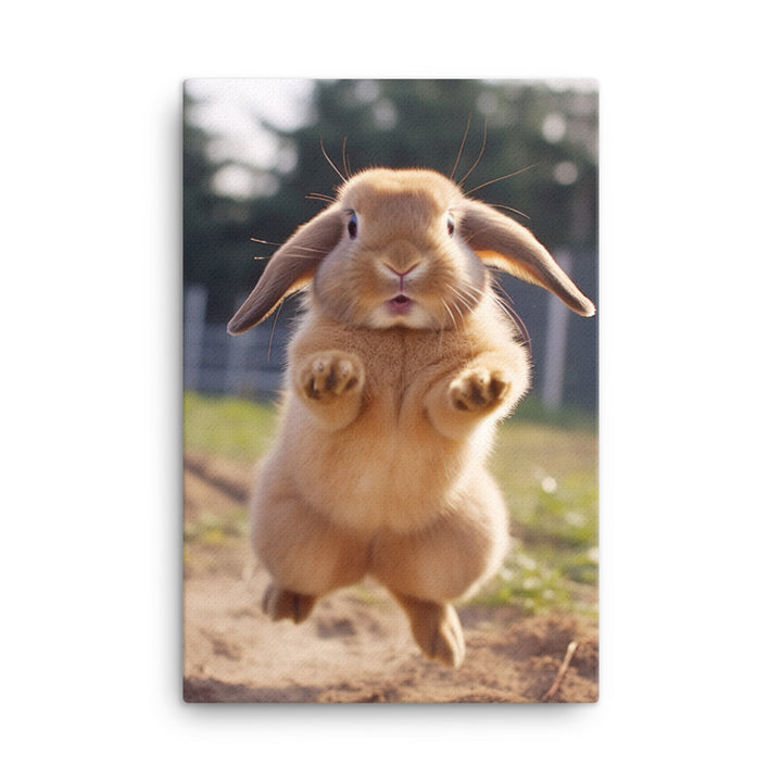 Holland Lop Bunny Enjoying a Playful Hop Canvas - PosterfyAI.com