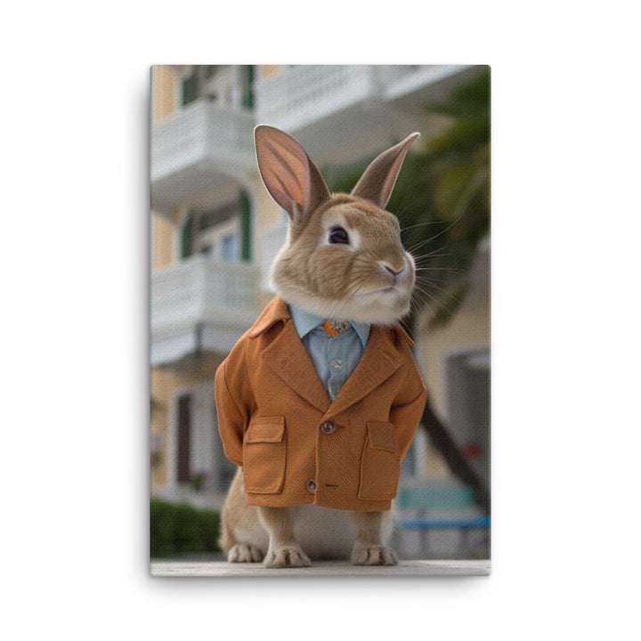 Havana Bunny with a Stylish Pose Canvas - PosterfyAI.com