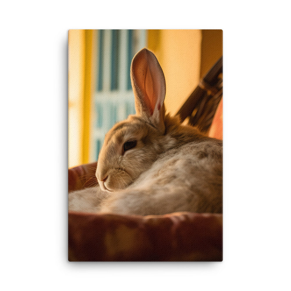 Havana Bunny in a Cozy Setting Canvas - PosterfyAI.com