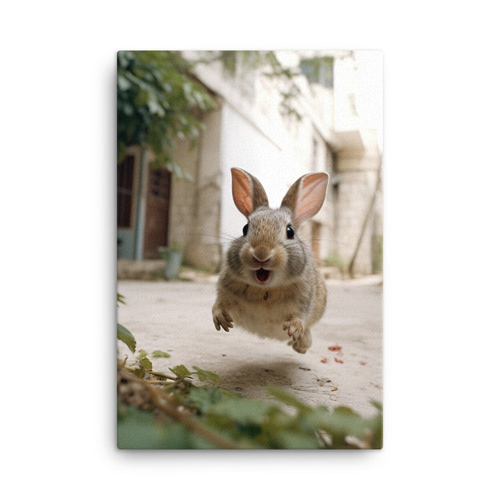 Havana Bunny Enjoying a Playful Hop Canvas - PosterfyAI.com