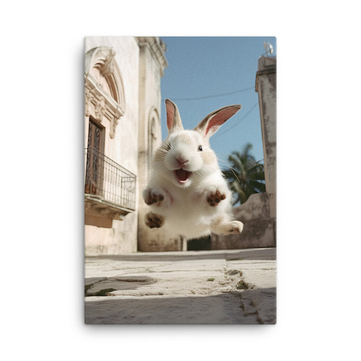Havana Bunny Enjoying a Playful Hop Canvas - PosterfyAI.com