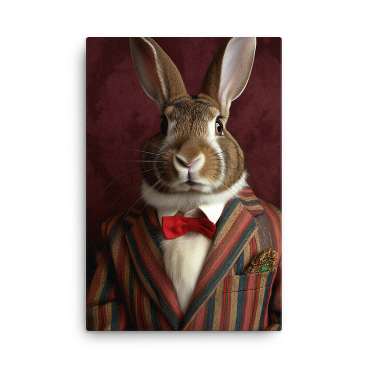 Harlequin Bunny with a Stylish Pose Canvas - PosterfyAI.com