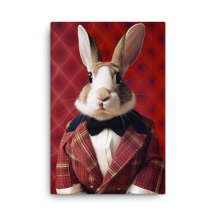 Harlequin Bunny with a Stylish Pose Canvas - PosterfyAI.com