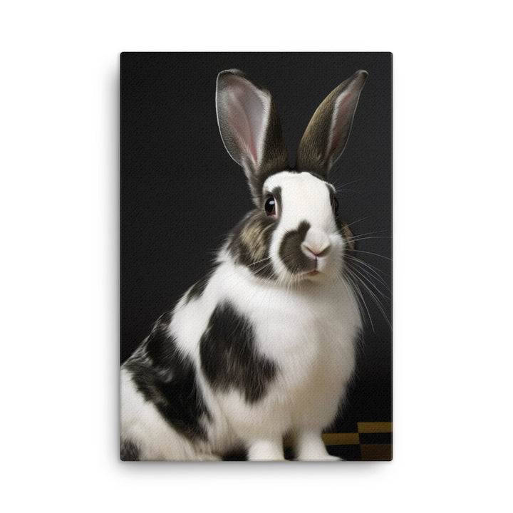 Harlequin Bunny with a Stylish Pose Canvas - PosterfyAI.com