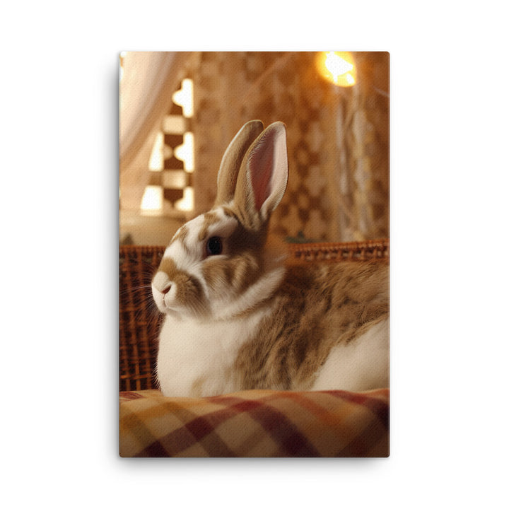 Harlequin Bunny in a Cozy Setting Canvas - PosterfyAI.com