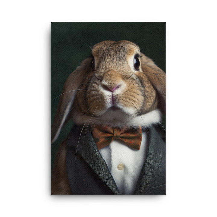 English Lop Bunny with a Stylish Pose Canvas - PosterfyAI.com