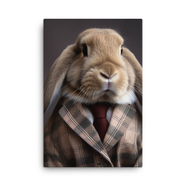 English Lop Bunny with a Stylish Pose Canvas - PosterfyAI.com