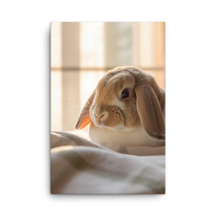 English Lop Bunny in a Cozy Setting Canvas - PosterfyAI.com