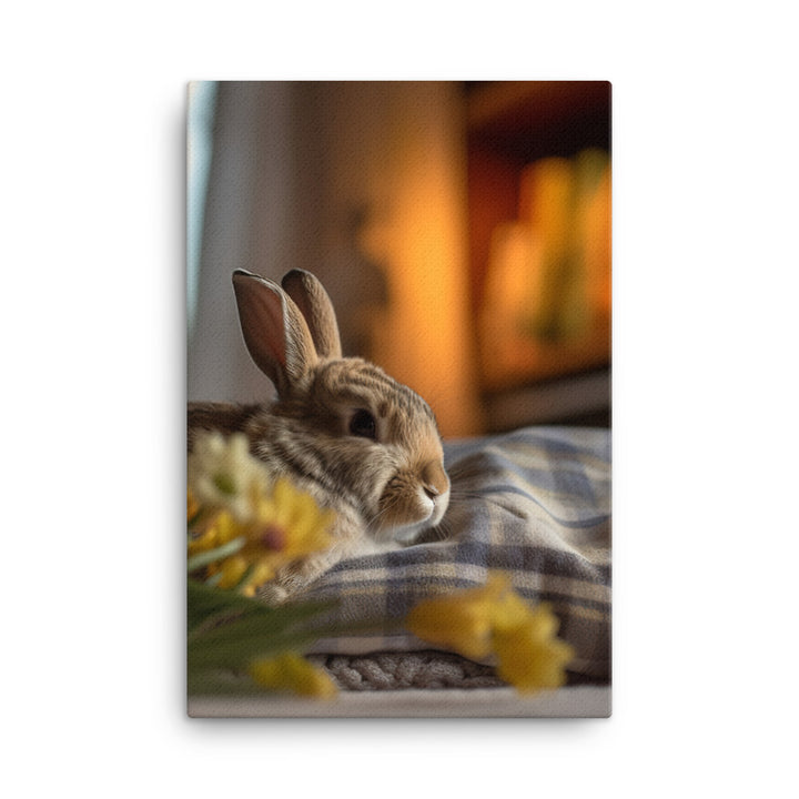 Dutch Bunny in a Cozy Setting Canvas - PosterfyAI.com