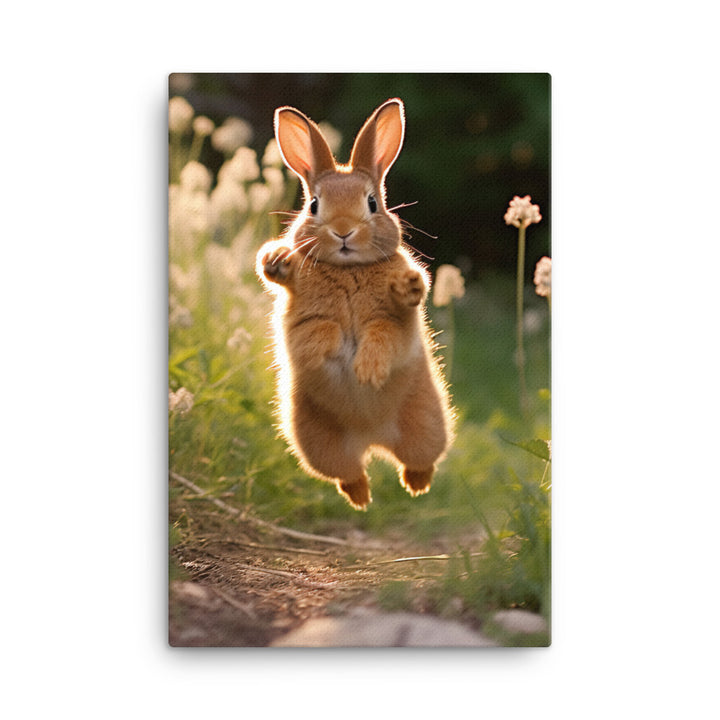 Dutch Bunny Enjoying a Playful Hop Canvas - PosterfyAI.com