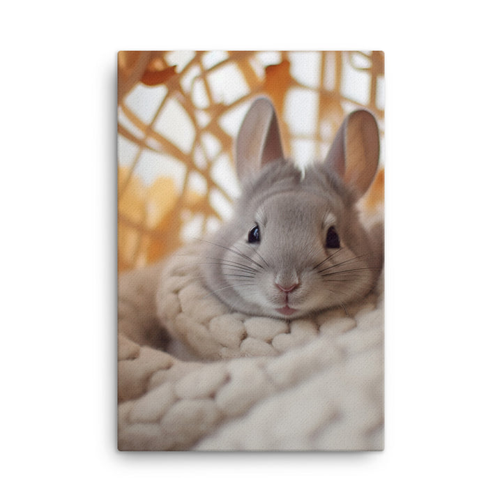 Chinchilla Bunny in a Cozy Setting Canvas - PosterfyAI.com