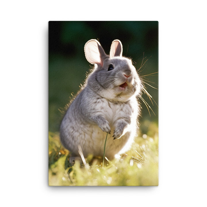 Chinchilla Bunny Enjoying a Playful Hop Canvas - PosterfyAI.com