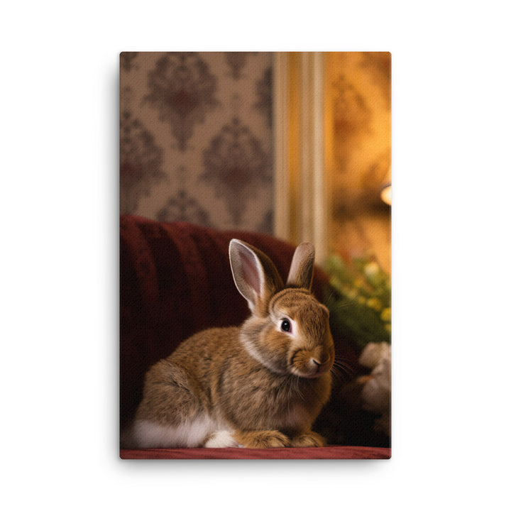 Britannia Petite Bunny in a Cozy Setting Canvas - PosterfyAI.com