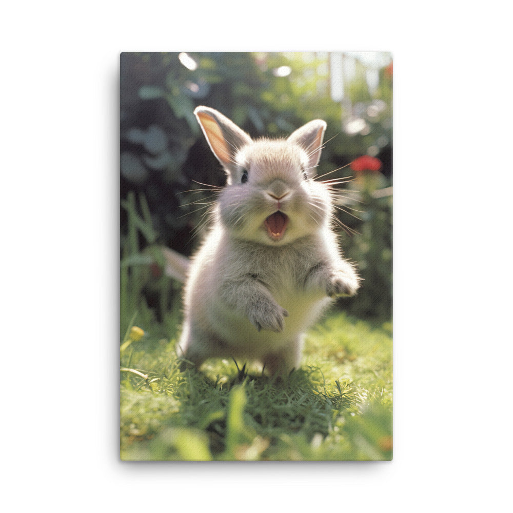Britannia Petite Bunny Enjoying a Playful Hop Canvas - PosterfyAI.com