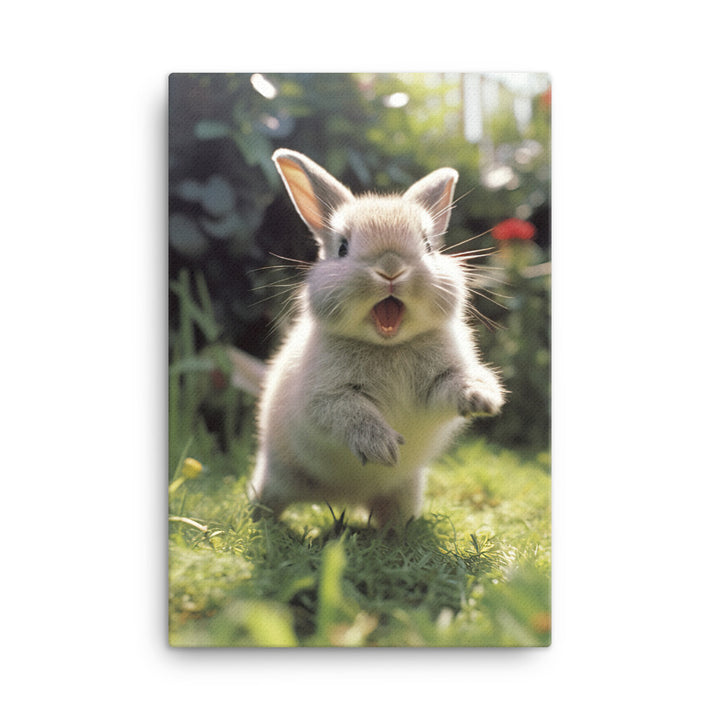 Britannia Petite Bunny Enjoying a Playful Hop Canvas - PosterfyAI.com