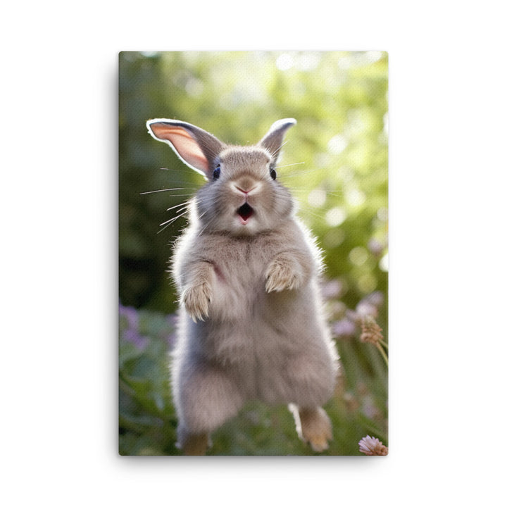 Britannia Petite Bunny Enjoying a Playful Hop Canvas - PosterfyAI.com