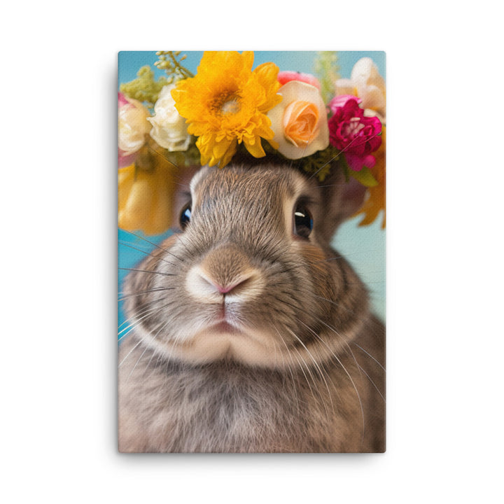 American Bunny with a Crown Canvas - PosterfyAI.com