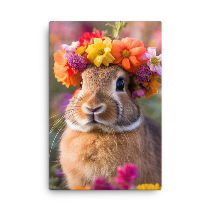 American Bunny with a Crown Canvas - PosterfyAI.com