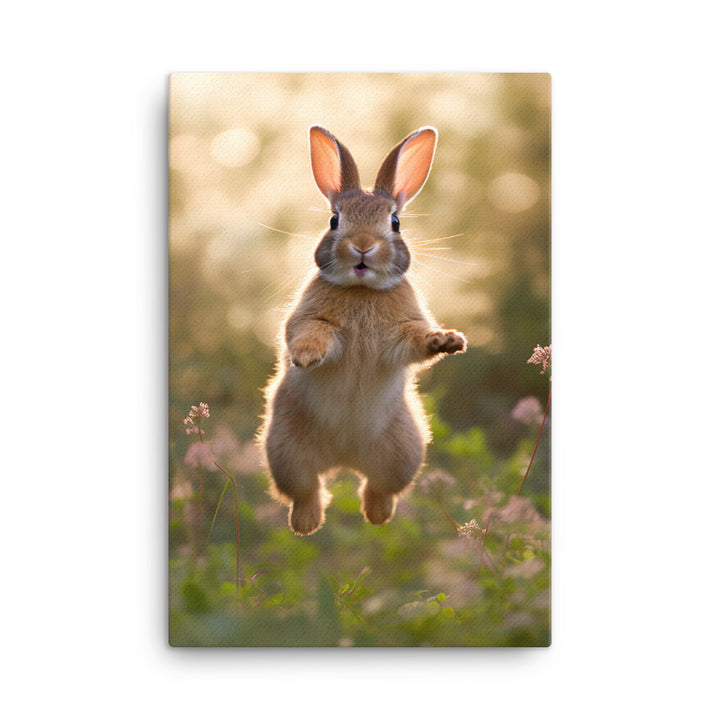 American Bunny Enjoying a Playful Hop Canvas - PosterfyAI.com