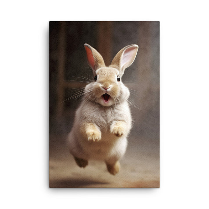 American Bunny Enjoying a Playful Hop Canvas - PosterfyAI.com