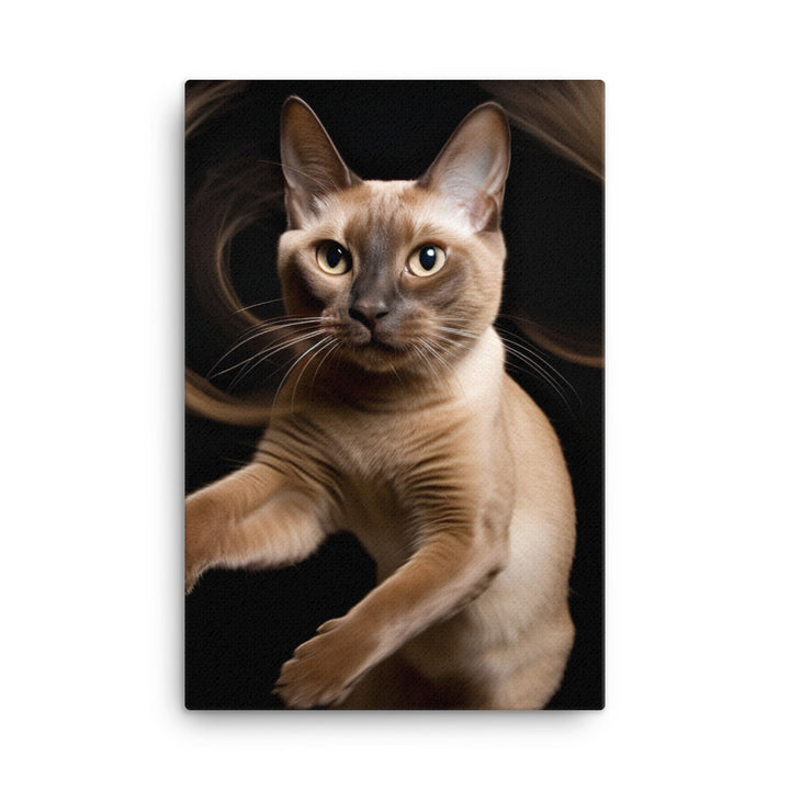 Tonkinese Cat in Action Canvas - PosterfyAI.com