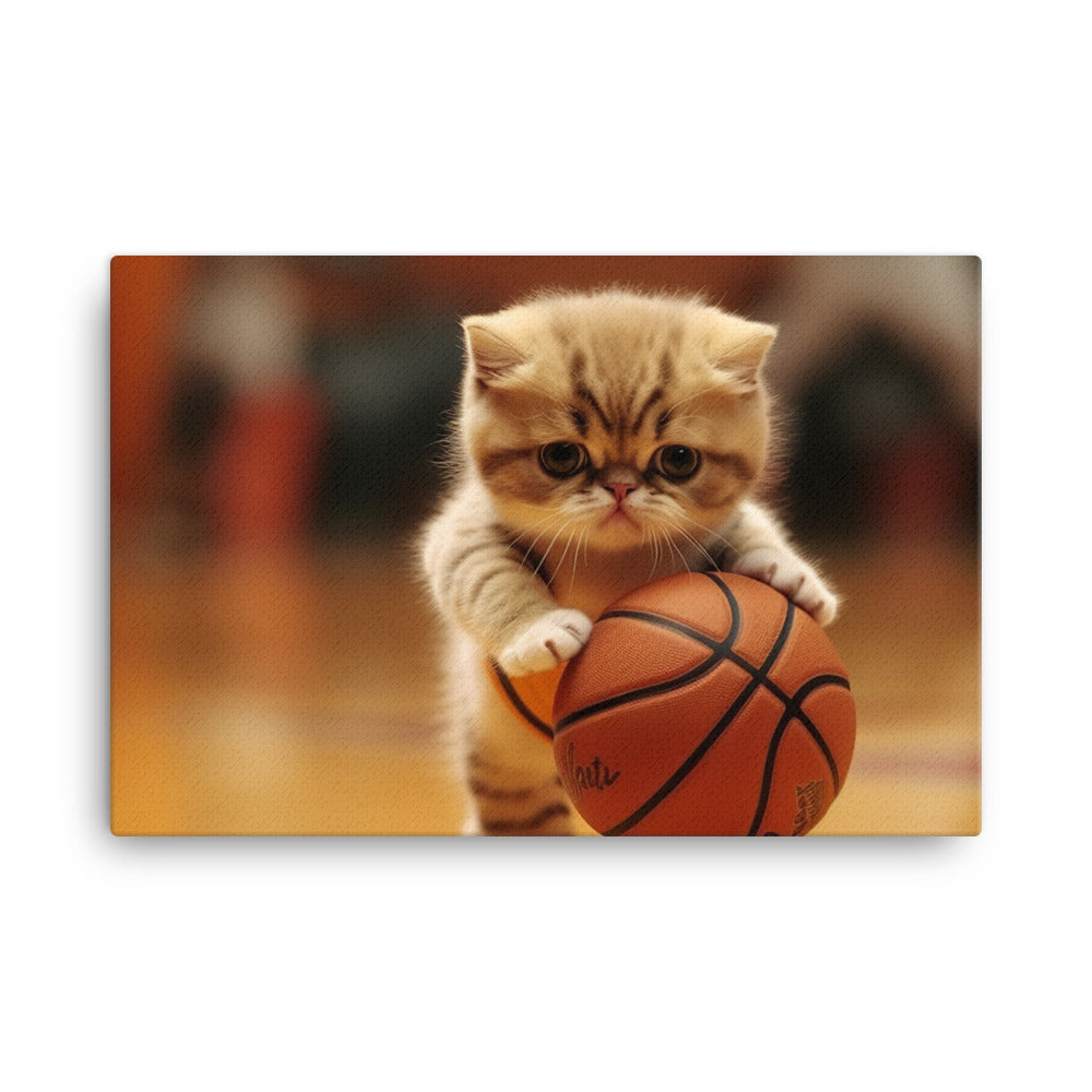 Exotic Shorthair BasketBall Player Canvas - PosterfyAI.com