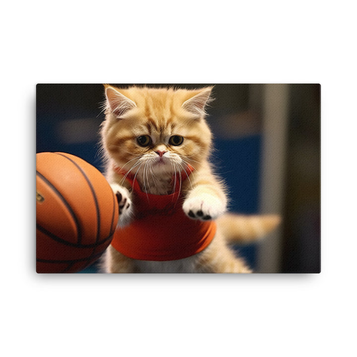 Exotic Shorthair BasketBall Player Canvas - PosterfyAI.com