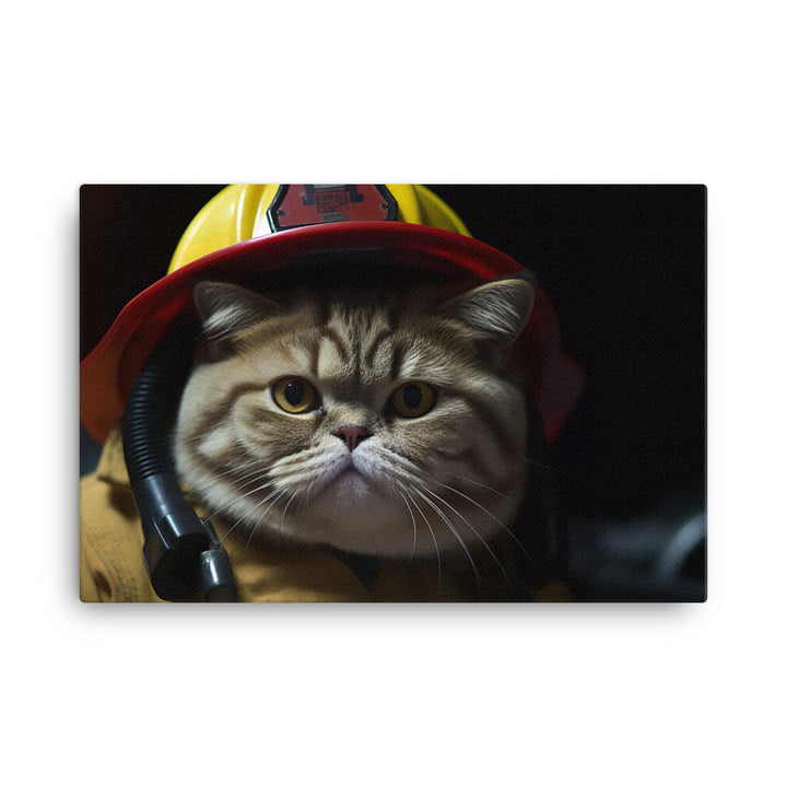 Exotic Shorthair Firefighter Canvas - PosterfyAI.com