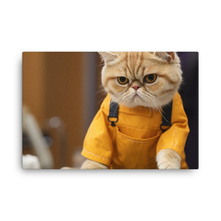 Exotic Shorthair Janitor Canvas - PosterfyAI.com