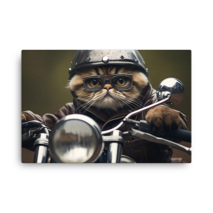Exotic Shorthair Superbike Athlete Canvas - PosterfyAI.com