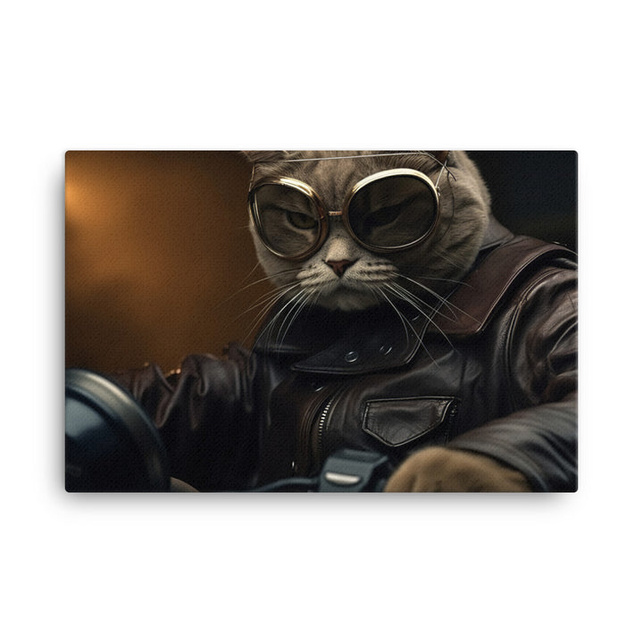 British Shorthair Superbike Athlete Canvas - PosterfyAI.com