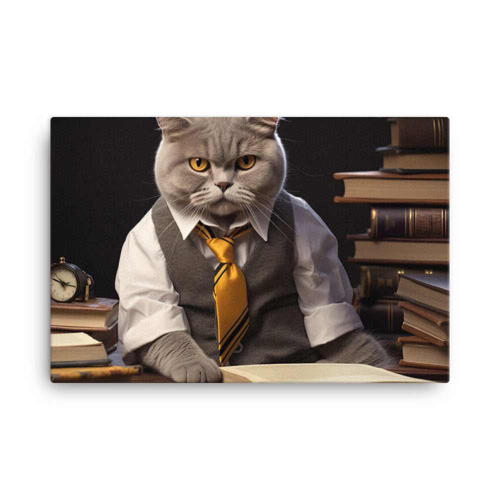 British Shorthair Student Canvas - PosterfyAI.com